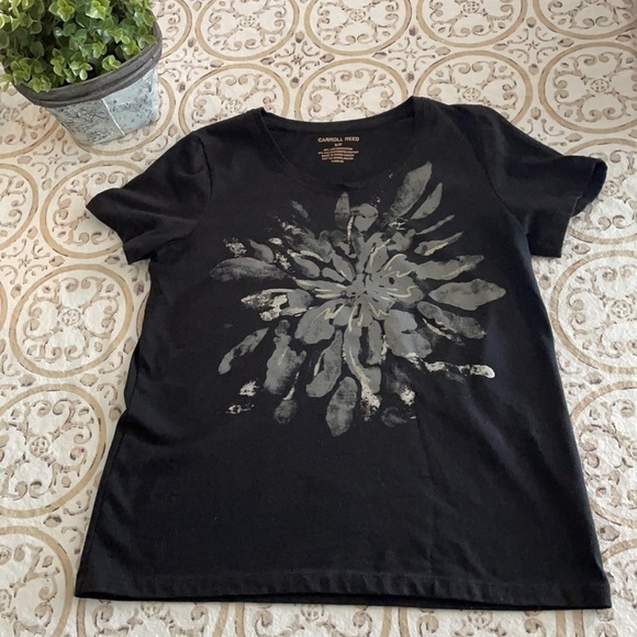 CARROLL REED Black T-shirt With Large Floral Design - Picture 4 of 12